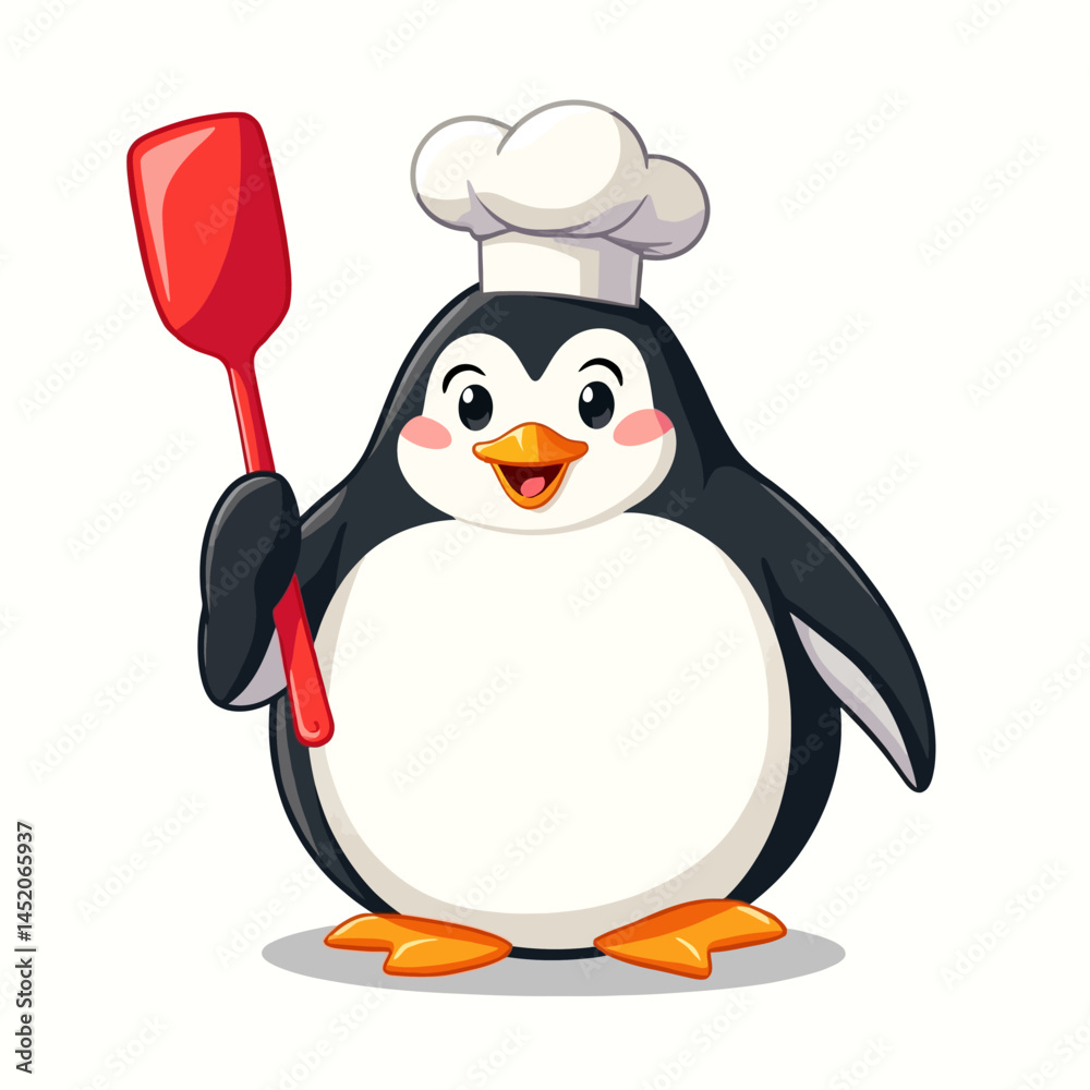 Fototapeta premium Chef Penguin with a Spatula vector illustration