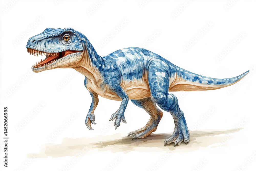 An illustrative depiction of a ferocious Allosaurus, a prehistoric predator, captured in a dynamic illustration style, with bold colors and detailed textures. An illustrative depiction of a ferocious Allosaurus, a prehistoric predator, captured in a dynamic illustration style, with bold colors and detailed textures.