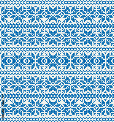 Traditional Ukrainian blue embroidery pattern in seamless style, suitable for textile designs and ethnic backgrounds.