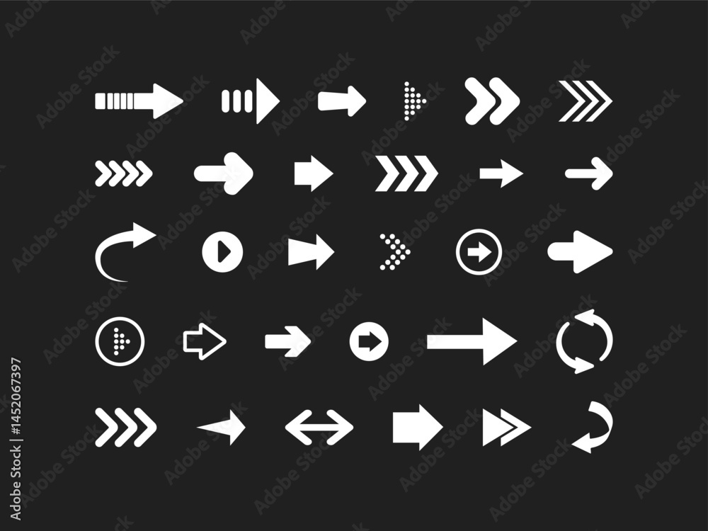 Arrow icon set. Arrow. Cursor. Collection different arrow signs. Black arrows icons. Different cursor arrow direction symbols in flat style. Arrow icon set. Arrow. Cursor. Collection different arrow signs. Black arrows icons. Different cursor arrow direction symbols in flat style.