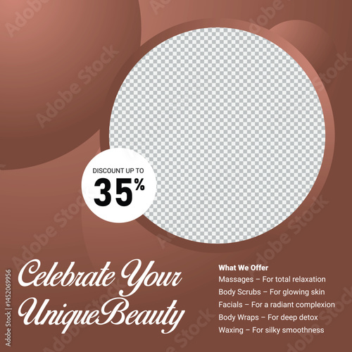 Obraz na płótnie Beauty And Spa Discount Promotion Template With Circular Frame w salonie