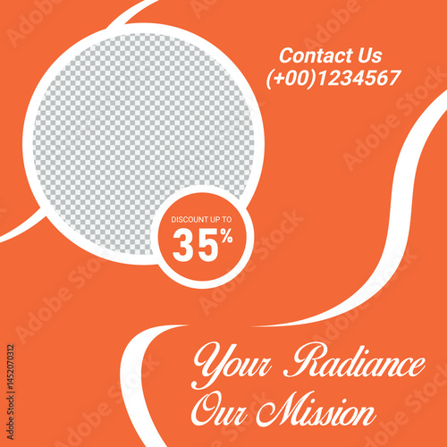 Orange Social Media Template With Profile Picture Space And Discount Offer