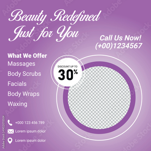 Beauty Salon Promotion Template With Discount Offer And Contact Information