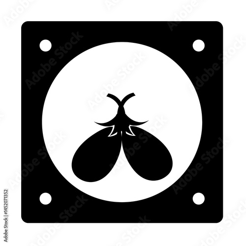 Box silhouette with eggplant inside