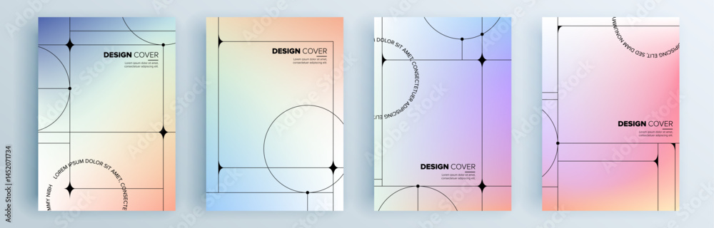 Fototapeta premium Modern abstract covers set, minimal covers design. Colorful geometric background, vector illustration.