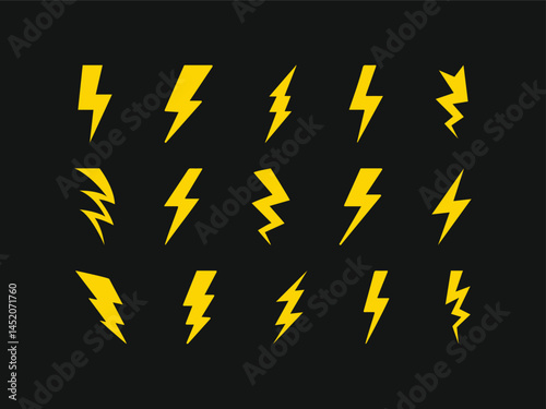Lightning icon set. electric icon vector. power icon. energy sign
