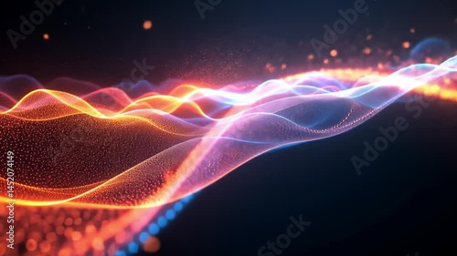 Glowing Particle Waves in Orange & Purple – 4K Abstract Loop