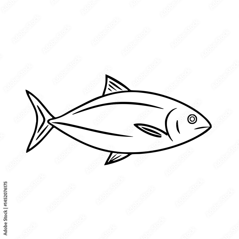 Fototapeta premium Stylized One-Line Fish Drawing for Seafood