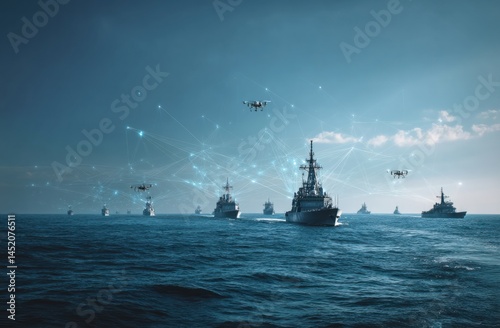 Drone Fleet Navigates Warships, Forming a Networked Maritime Defense System