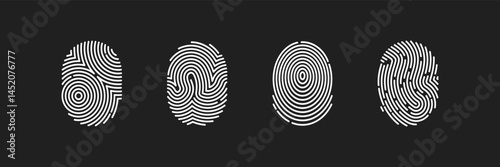 Digital fingerprint, finger print fingerprint lock secure security logo vector icon illustration