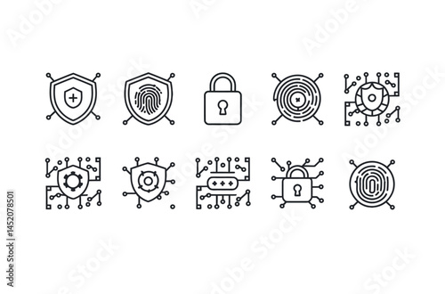 Set of modern security icons for digital protection