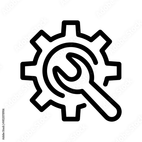 Configuration Symbol Featuring Spanner Tool Atop a Cogwheel Outline