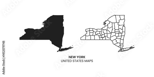 New York black map on white background vector. New York State map. 