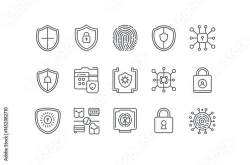 Set of modern security icons for digital protection