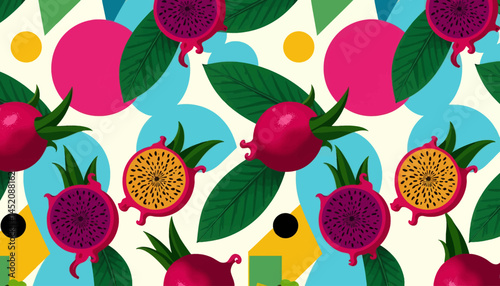 dragonfruit-pattern-tropical-fruit-design-wallpaper-background-illustration