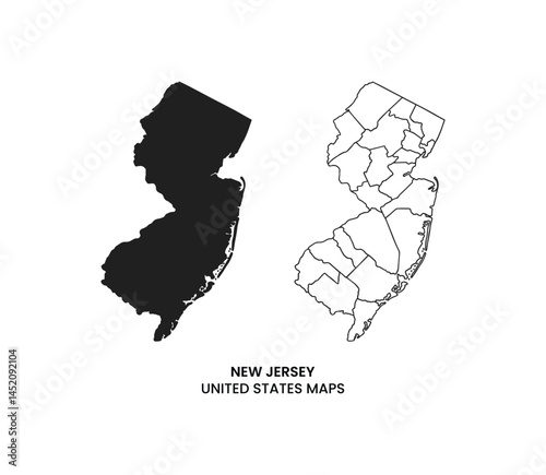 New Jersey map, united states of america. Flat concept icon symbol vector illustration