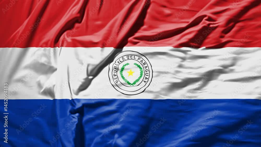 paraguay waving flag – realistic cloth animation