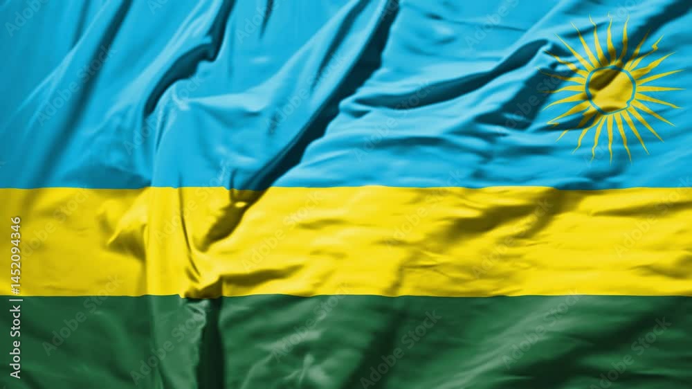 rwanda waving flag – realistic cloth animation