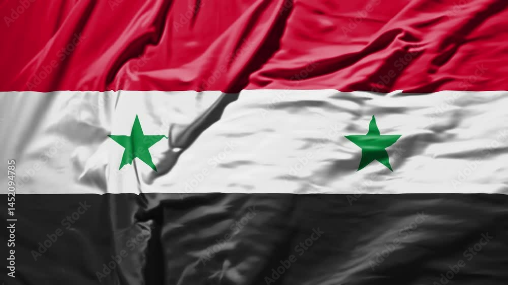 syria waving flag – realistic cloth animation