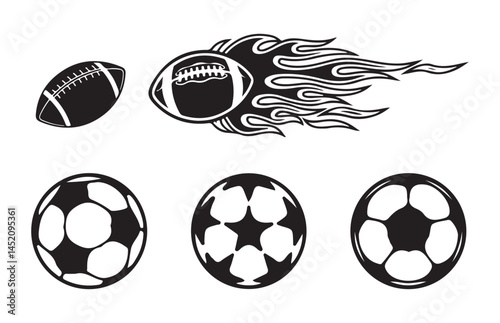 Ball icons. Balls for Football, Soccer, Basketball, Tennis, Baseball, Volleyball. Vector illustration eps 10