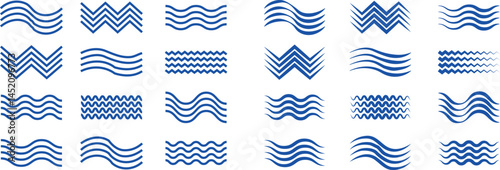Air , water waves line icon set. Simple wind, breeze, outline signs, weather symbol isolated on transparent backgrounds, vector collection with editable stroke. Various wave art design logo element.