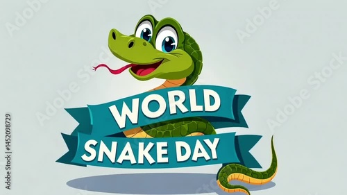 Bold Snake Conservation Designs for World Snake Day, Solid Color Illustrations, Animation Motion Graphic Video 