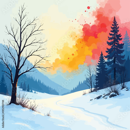 winter landscape with snow