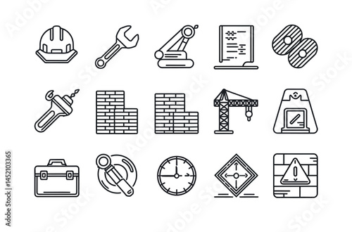 Collection of Outline Construction and Engineering Icons