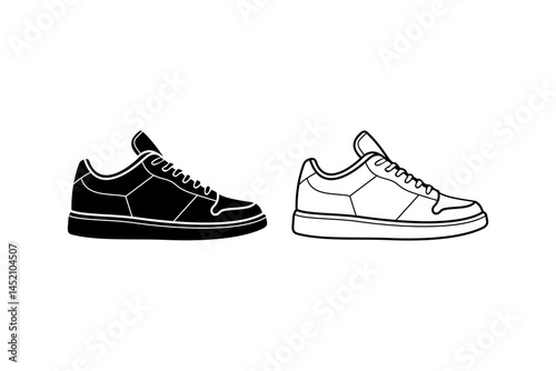 sneaker sport shoes icon and outline icon coloring book