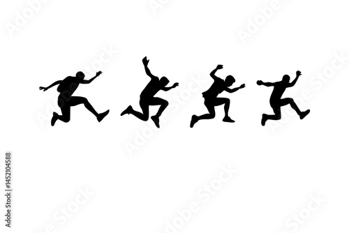 parkour sport jumping silhouette set