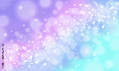 A vector illustration of a rainbow bokeh background with soft glowing lights, creating a dreamy and colorful atmosphere. Ideal for decorative designs, greeting cards, posters, and creative projects.