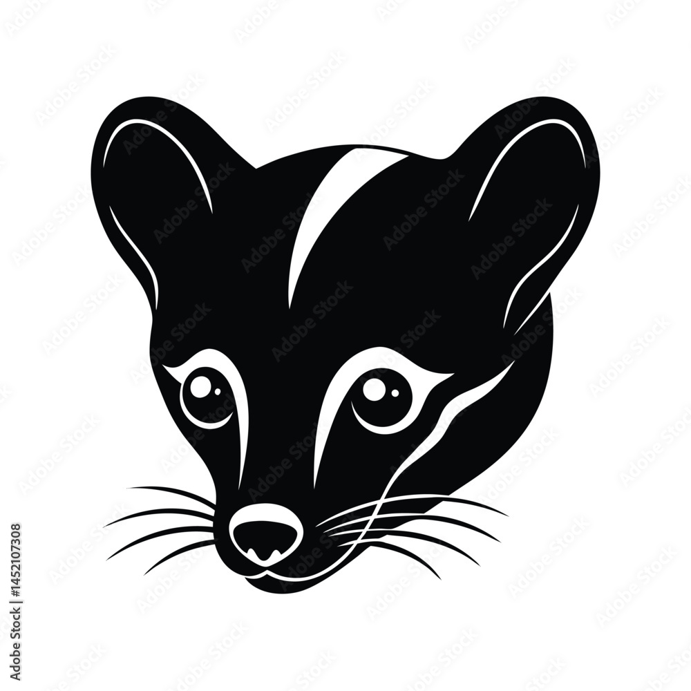 Obraz premium Asian Palm Civet Head Vector Silhouette