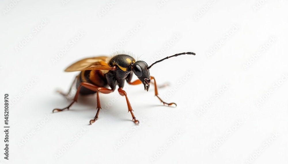 Naklejka premium Close-up of single insect on pure white background, wings, legs