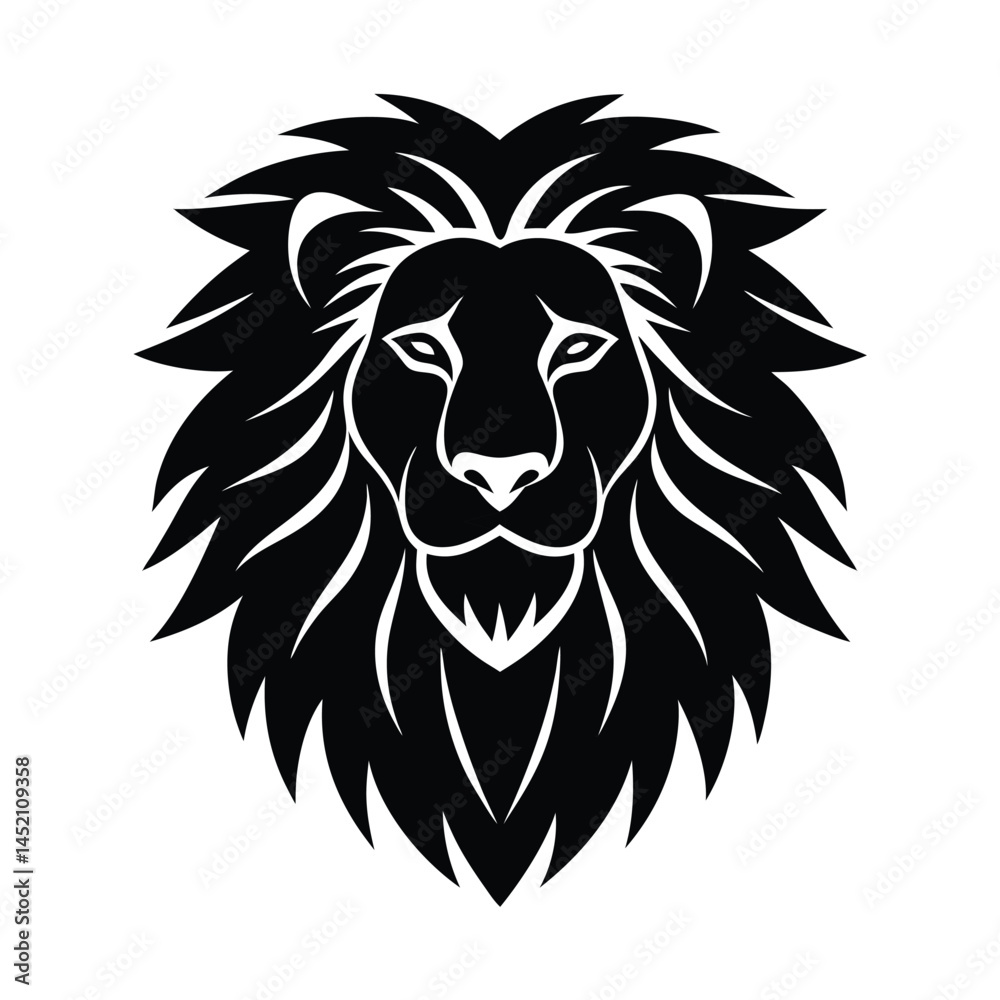 Obraz premium Lion Head Powerful Vector Silhouette