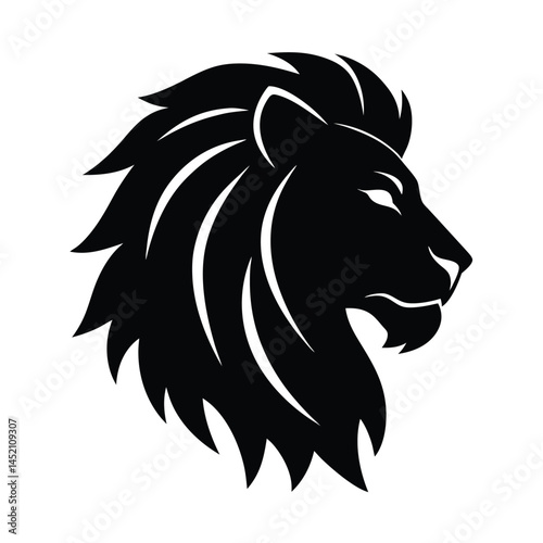 Lion Head Side Profile Vector Silhouette