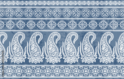 floral pattern vintage ethnic modern embroidery texture boho design vector illustration hand drawn pink flower motif branches leaves wallpaper seamless background border.
