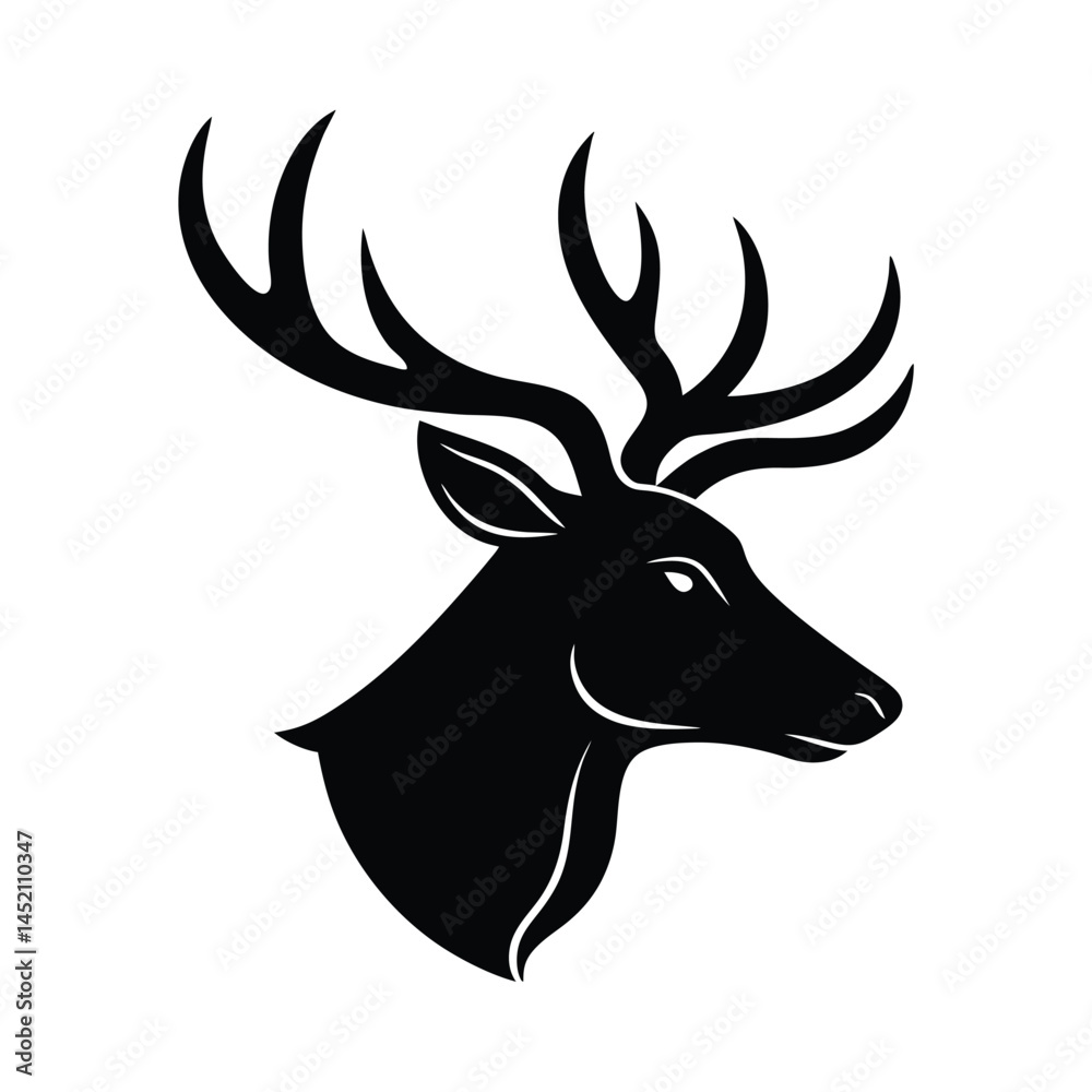 Naklejka premium Elk Head Minimalist Animal Design Vector Silhouette