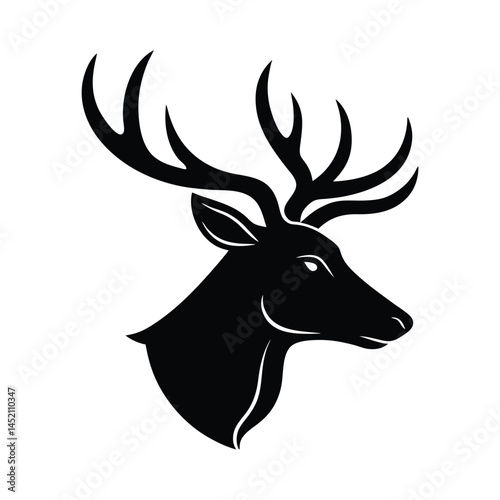 Elk Head Minimalist Animal Design Vector Silhouette