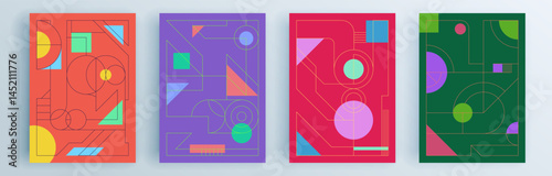 Modern abstract covers set, minimal covers design. Colorful geometric background, vector illustration.