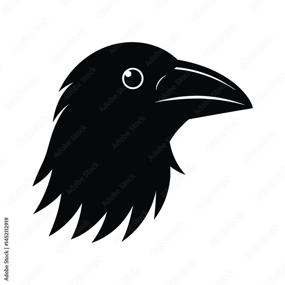 Obraz premium Raven Head Gothic Bird Vector Silhouette