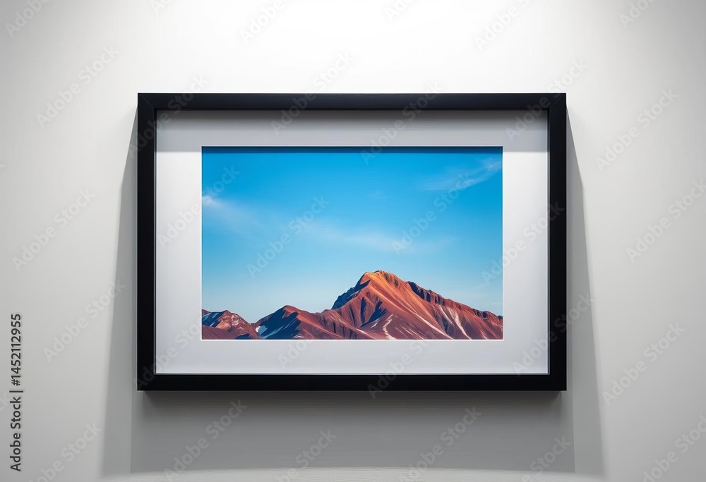 Fototapeta premium A sleek, minimalist black picture frame, double-layered, display, frame