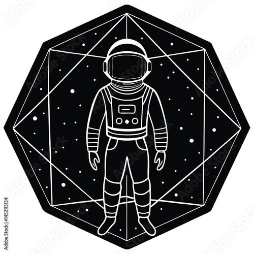 Astronaut vector silhouette illustration Astronaut in virtual reality space