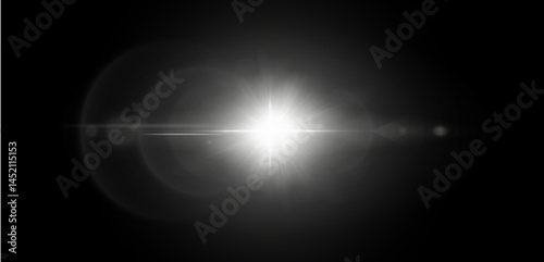 Vector transparent overlay featuring sunlight with sun rays and glare, including lens flare, light leaks, light transitions. Star, Starlight