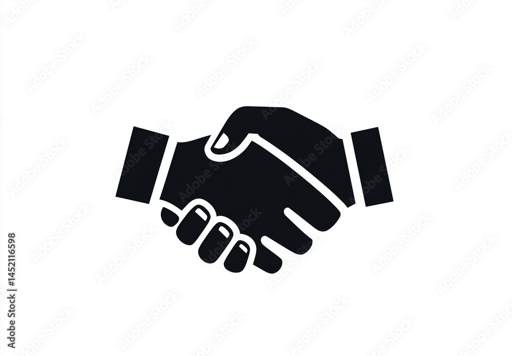 Handshake icon, simple silhouette vector illustration with white background Handshake icon, simple silhouette vector illustration with white background