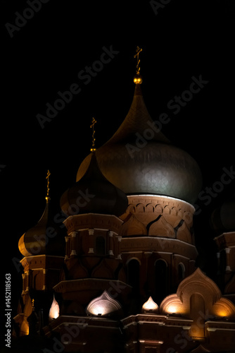 Beautiful night view of the Assumption Cathedral in Tula, Russia.