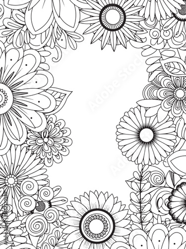 Floral Zentangle Design for Coloring
