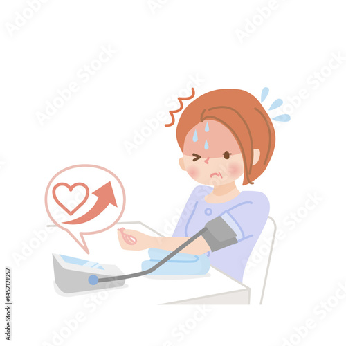 血圧を測る中年女性_高血圧