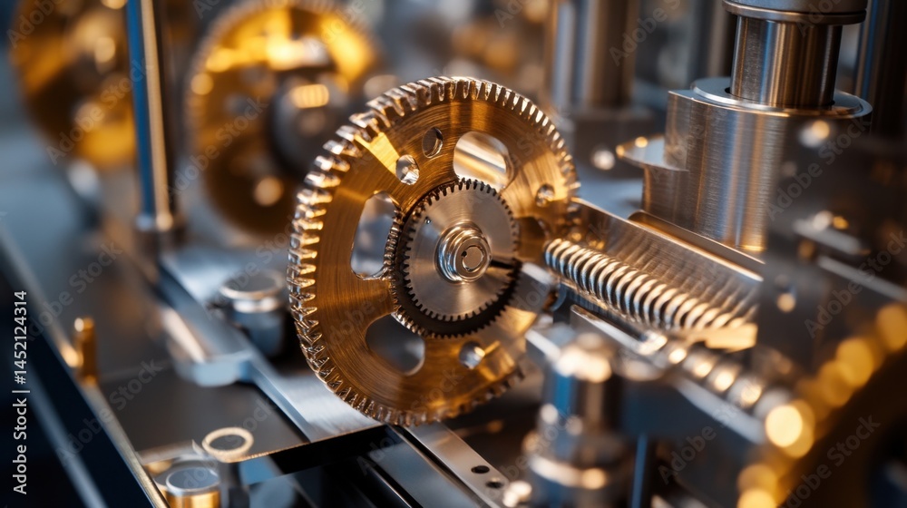 Technological marvel with stainless steel machinery and complex automation at work Technological marvel with stainless steel machinery and complex automation at work