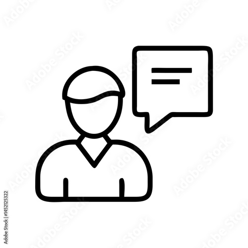 Person speaking icon in minimal black line style on white background