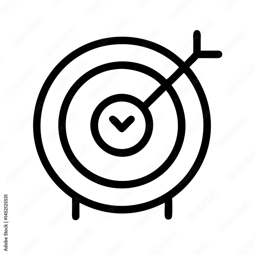 Bullseye target with arrow icon in minimal black line style